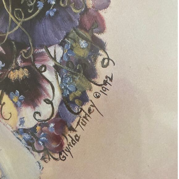 GLYNDA TURLEY Pansy Wreath Wild Roses Signed Licensed Reprint OUT OF PRINT Heart - Picture 11 of 11